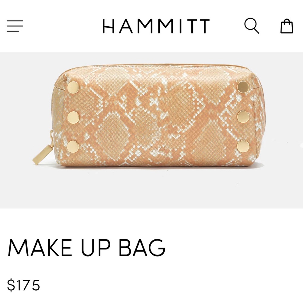 NWT HAMMITT MAKE UP BAG Toast Tan Snake